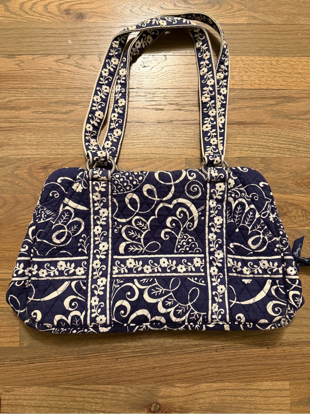 Quilted Floral Tote Bag-Twirly Bird design